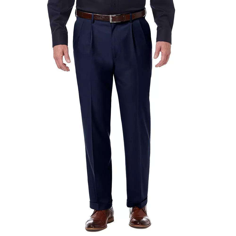 Mens Haggar Premium Comfort Expandable-Waist Classic-Fit Stretch Pleated Dress Pants, Mens Grey Product Image