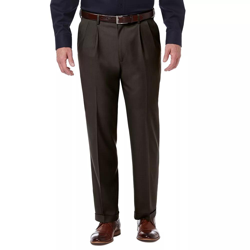 Mens Haggar Premium Comfort Expandable-Waist Classic-Fit Stretch Pleated Dress Pants, Mens Product Image