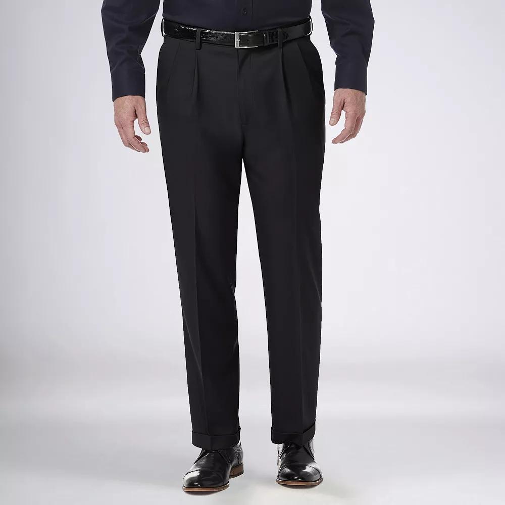 Mens Haggar Premium Comfort Expandable-Waist Classic-Fit Stretch Pleated Dress Pants, Mens Product Image
