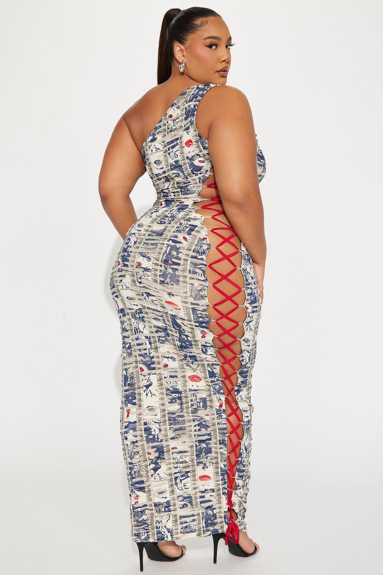 Audrey Distressed Maxi Dress - Multi Color Product Image