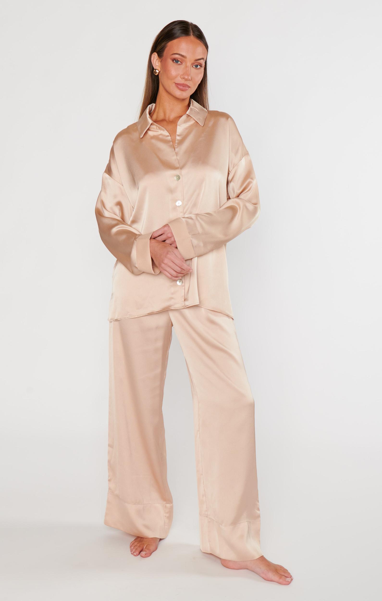 Prep Time Pants ~ Champagne Luxe Satin Product Image