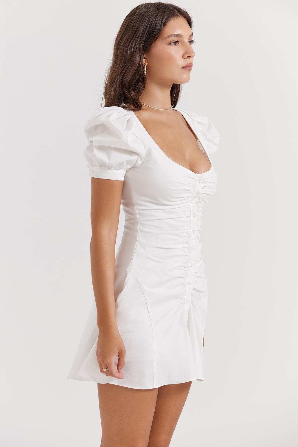 Hameda White Puff Sleeve Mini Dress Product Image