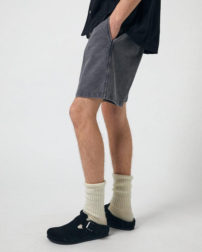 French Terry Garment Dyed Shorts - Blue Product Image