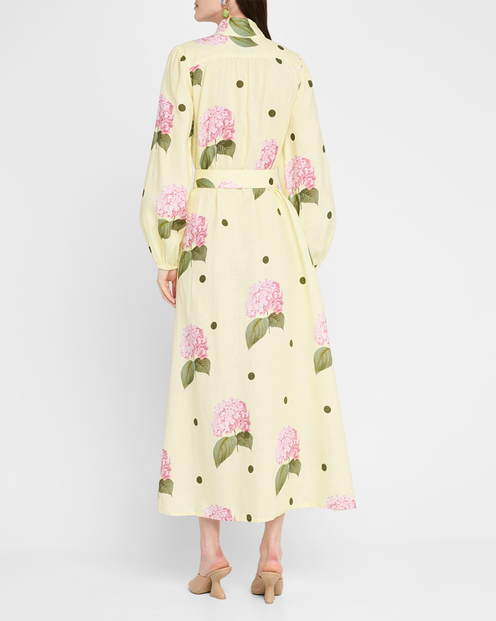 Noddy Belted Floral-Print Linen Midi Shirtdress Product Image