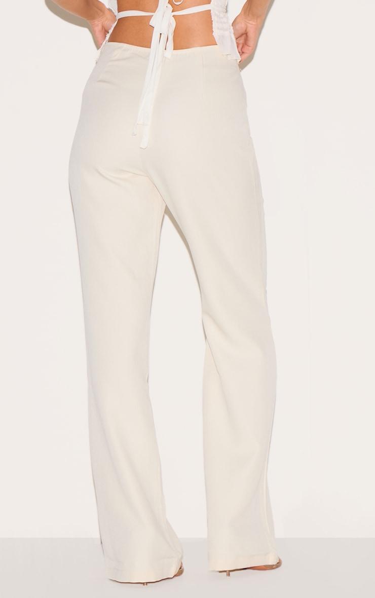  Cream Tailored Low Rise Skinny Flared Pants Product Image