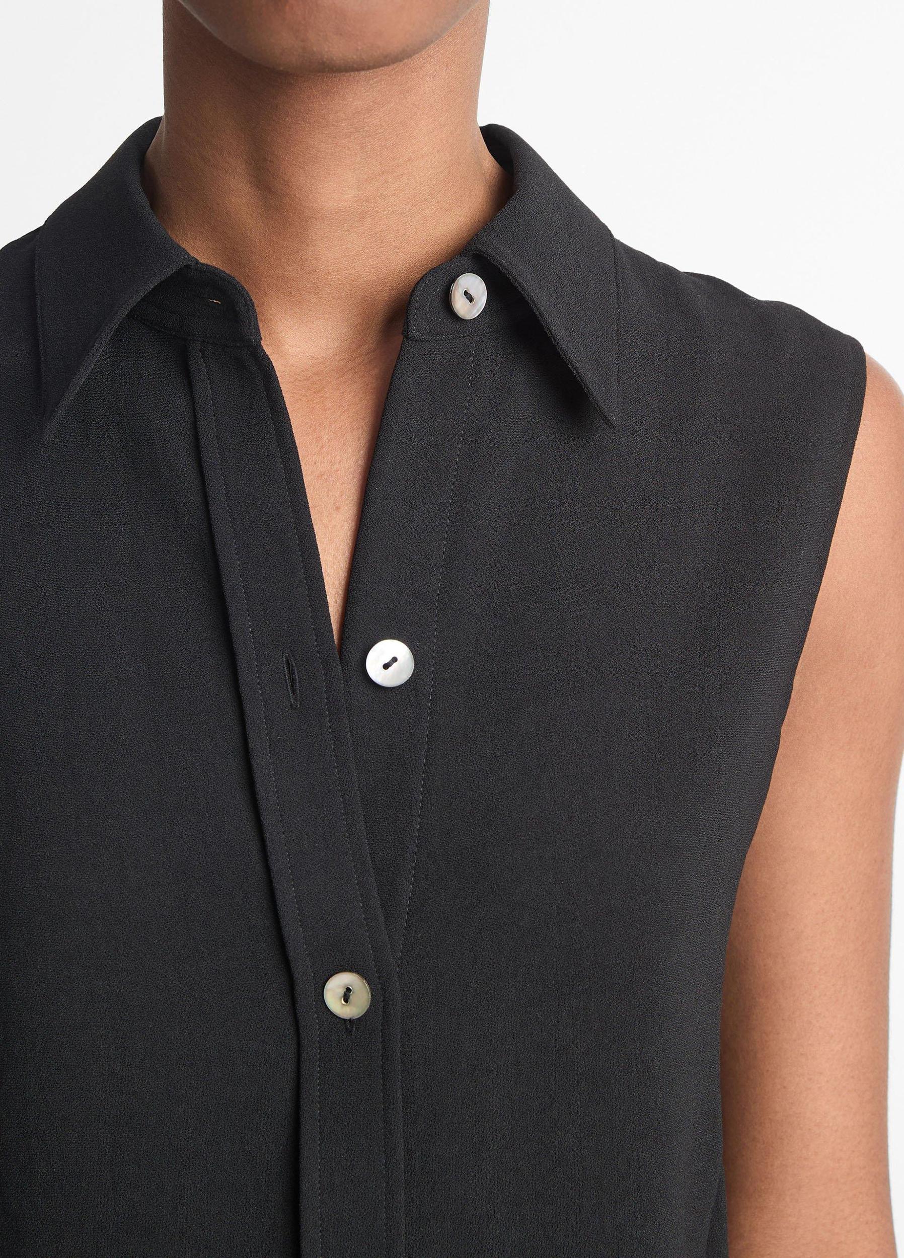 Sleeveless Button-Front Shirt Product Image