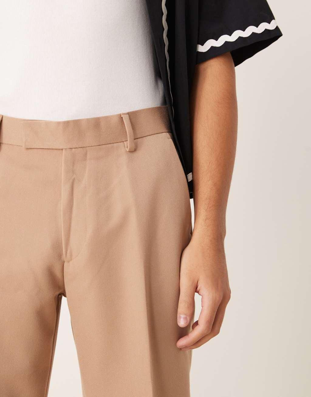 ASOS DESIGN smart straight leg pants in camel Product Image