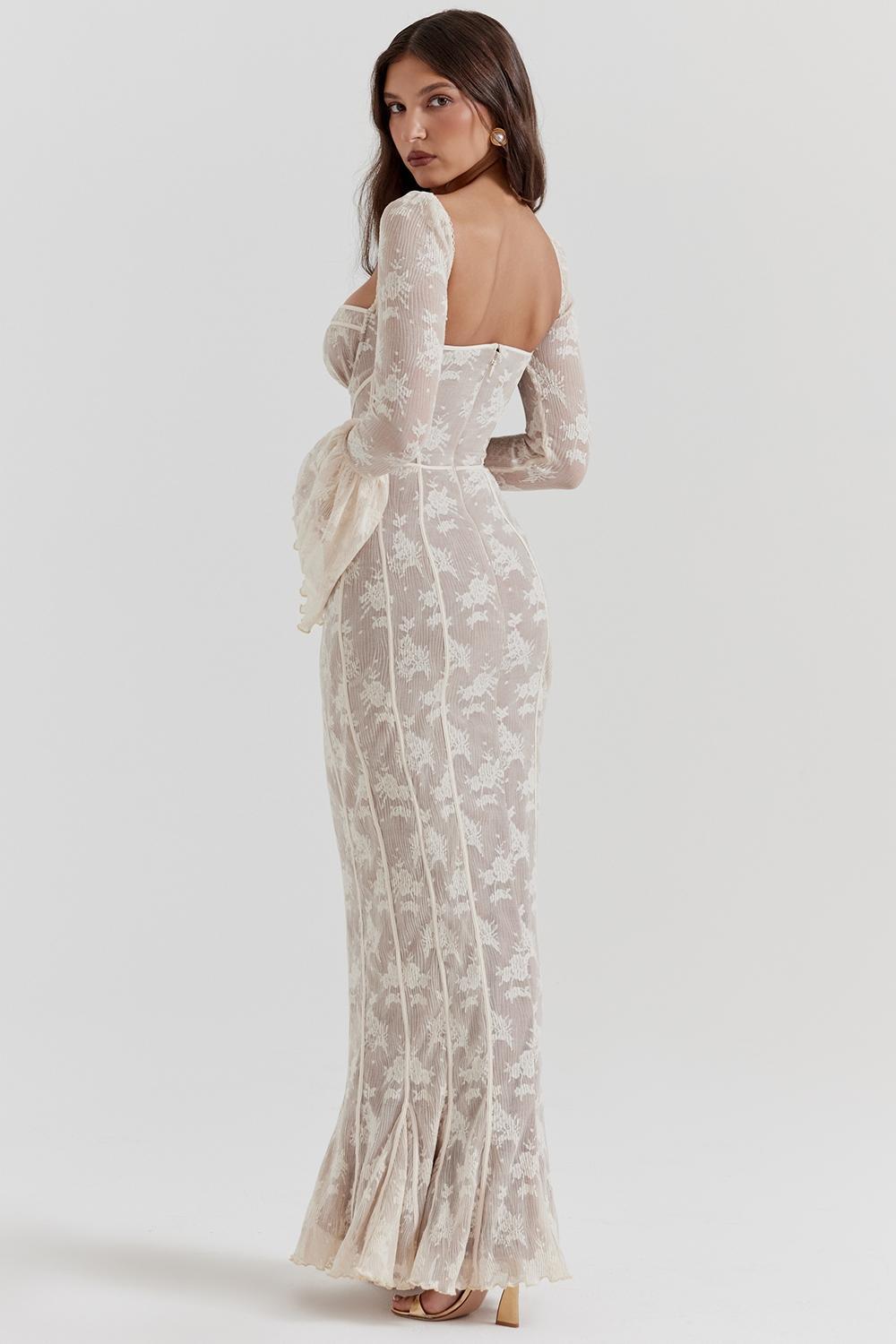 Delilah Vintage Cream Lace Maxi Dress Product Image
