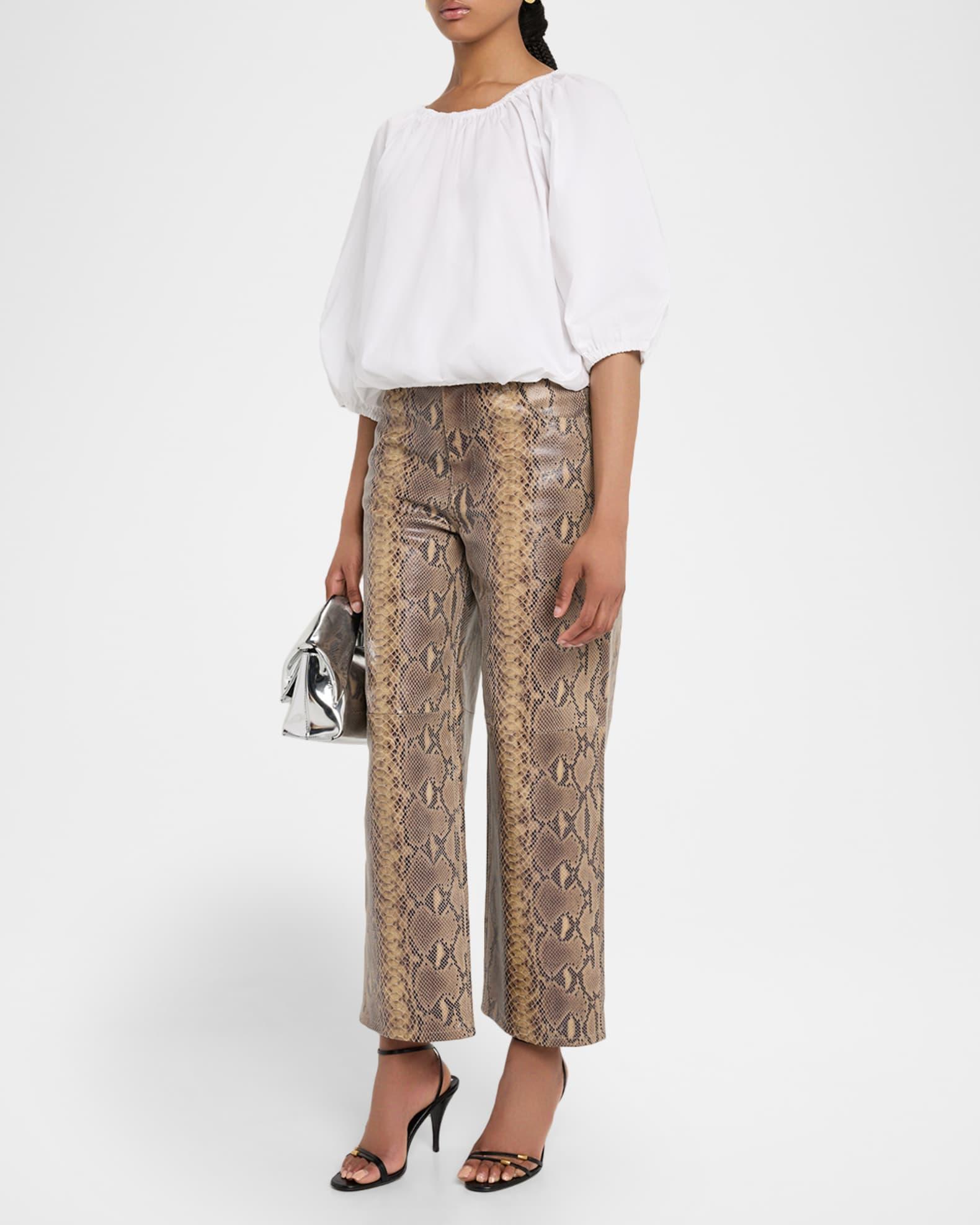 Cailys Cropped Snake-Embossed Leather Trousers Product Image