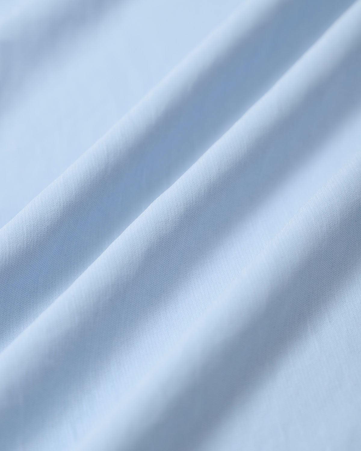 Blue U Neck Puffed Sleeve Pleated Midi Dress Product Image