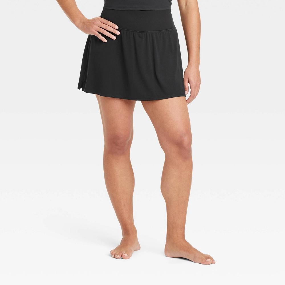 Women's Everyday Soft Mid-Rise Skort 14.5" - All In Motion™ Black XL: Moisture Wicking, Quick Dry, Fit Product Image