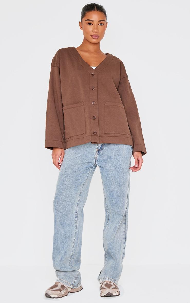 Burgundy Striped Collar Detail Long Sleeve T Shirt Product Image