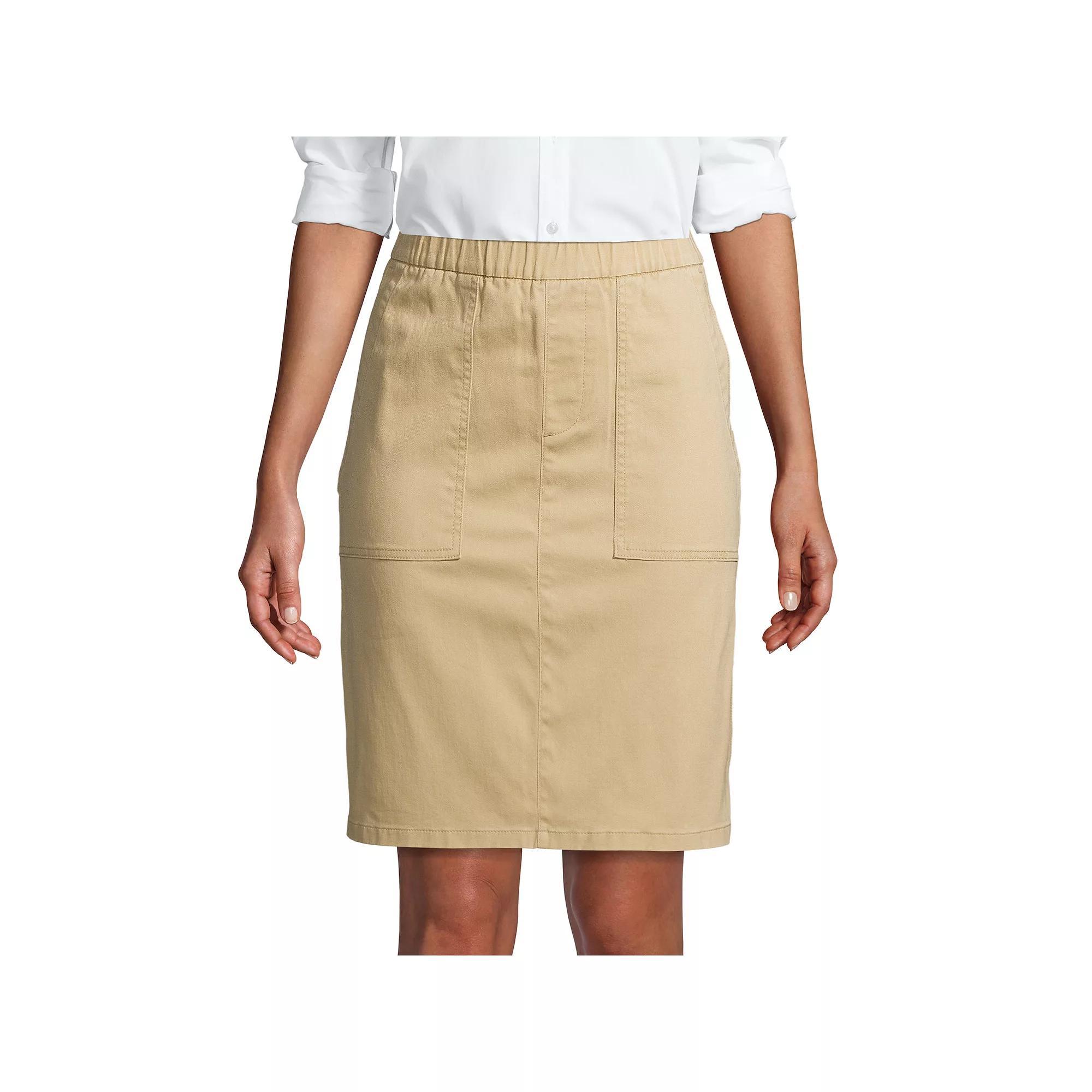 Petite Lands End Pull On Chino Skort, Womens Deep Blue Product Image