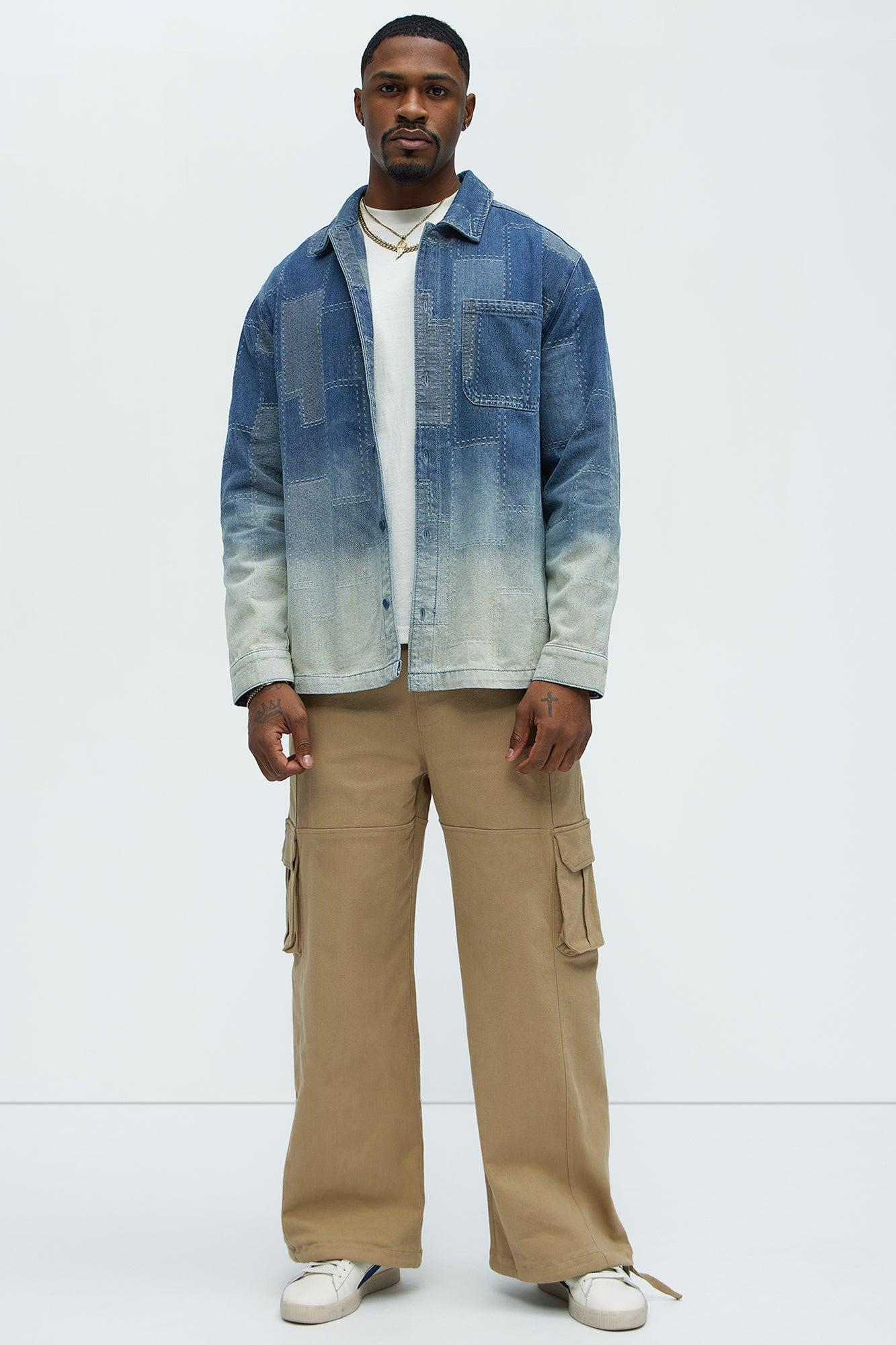 Shibori Faded Long Sleeve Relaxed Shirt - Vintage Blue Wash Product Image