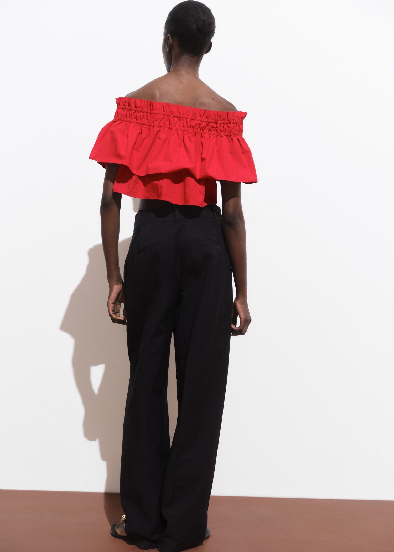 Strapless top with ruffle - Women | MANGO USA Product Image