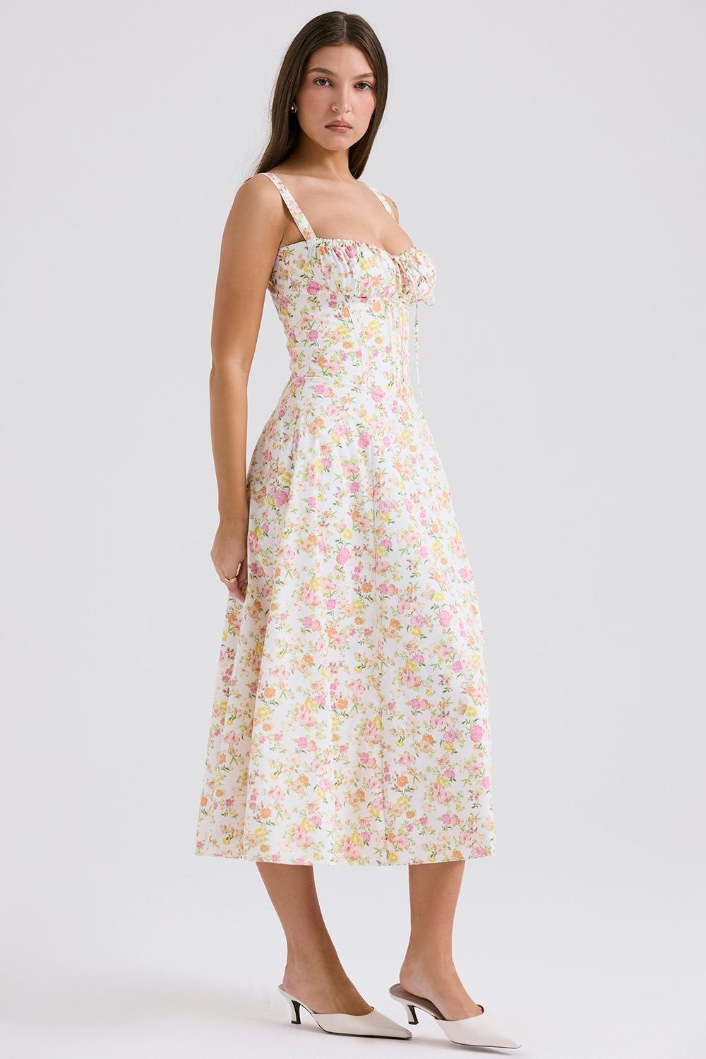 Carmen  ivory meadow print cotton bustier sundress Product Image