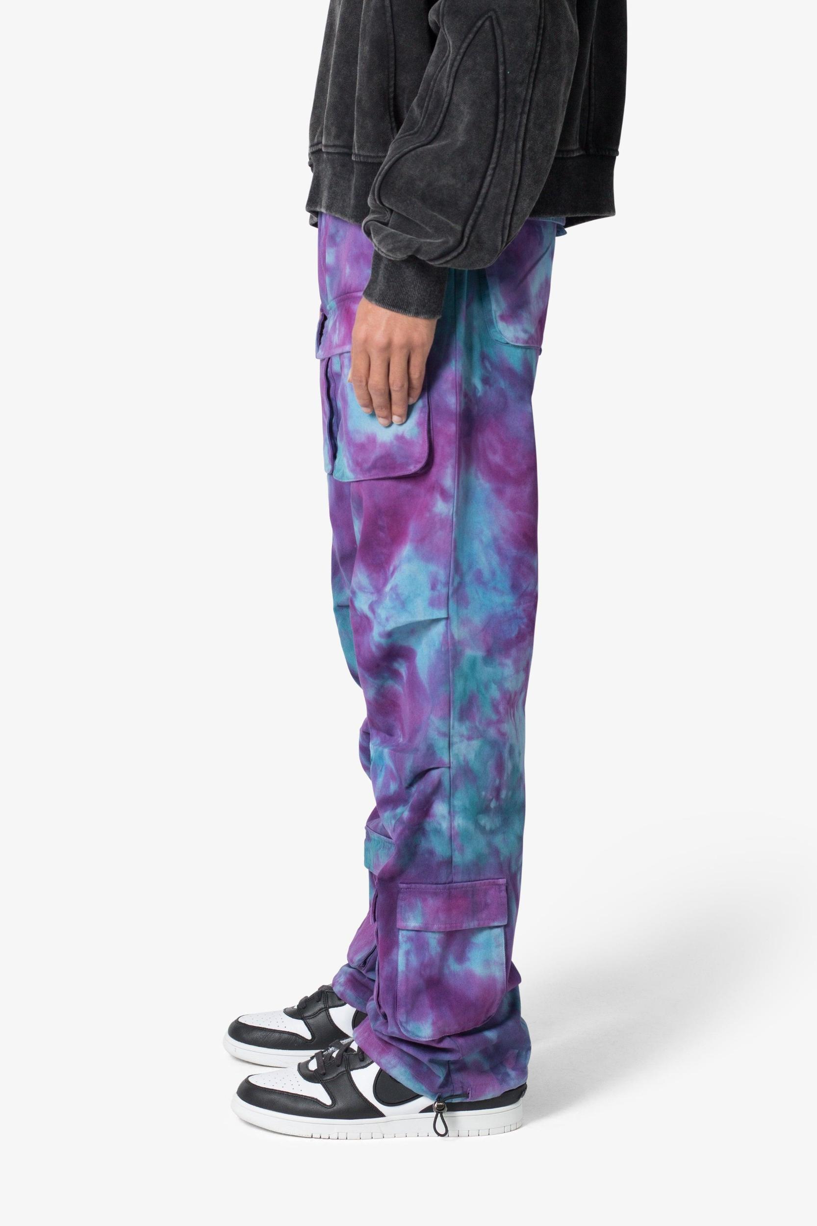 Tie Dyed Cargo Pants - Purple/Pink Product Image