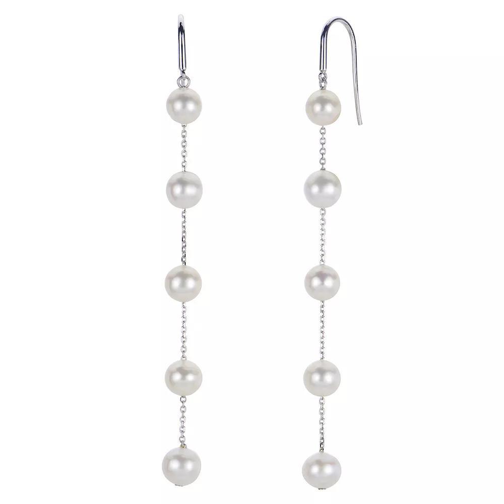 PearLustre by Imperial Sterling Silver Freshwater Cultured Pearl Station Linear Drop Earrings, Womens Product Image