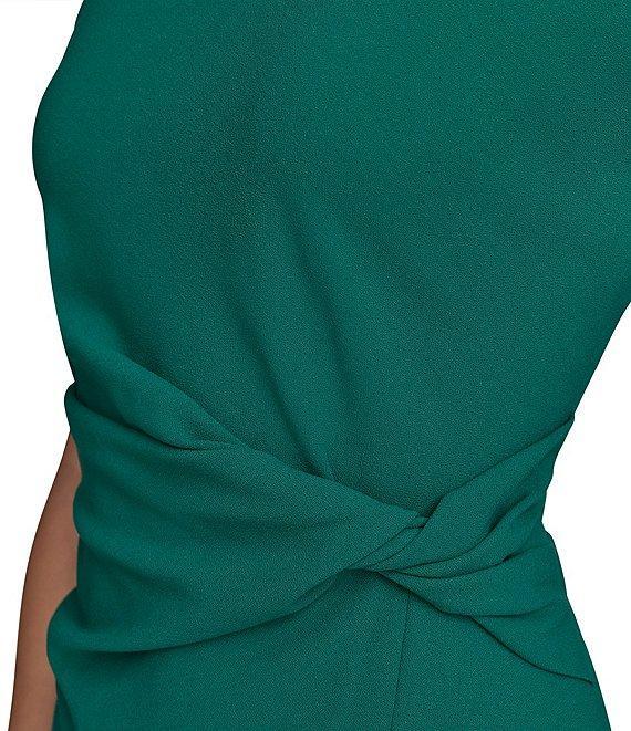 Donna Karan Crepe Crew Neck Cap Sleeve Sheath Midi Dress Product Image
