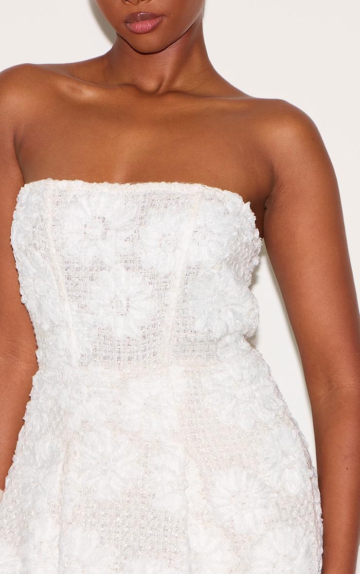 White Embellished Tweed Bandeau Skort Romper Product Image