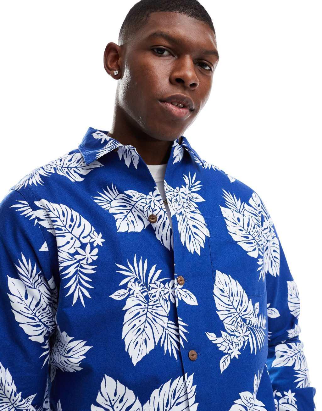 Polo Ralph Lauren tropical monstera print oxford shirt classic oversized fit in multi Product Image