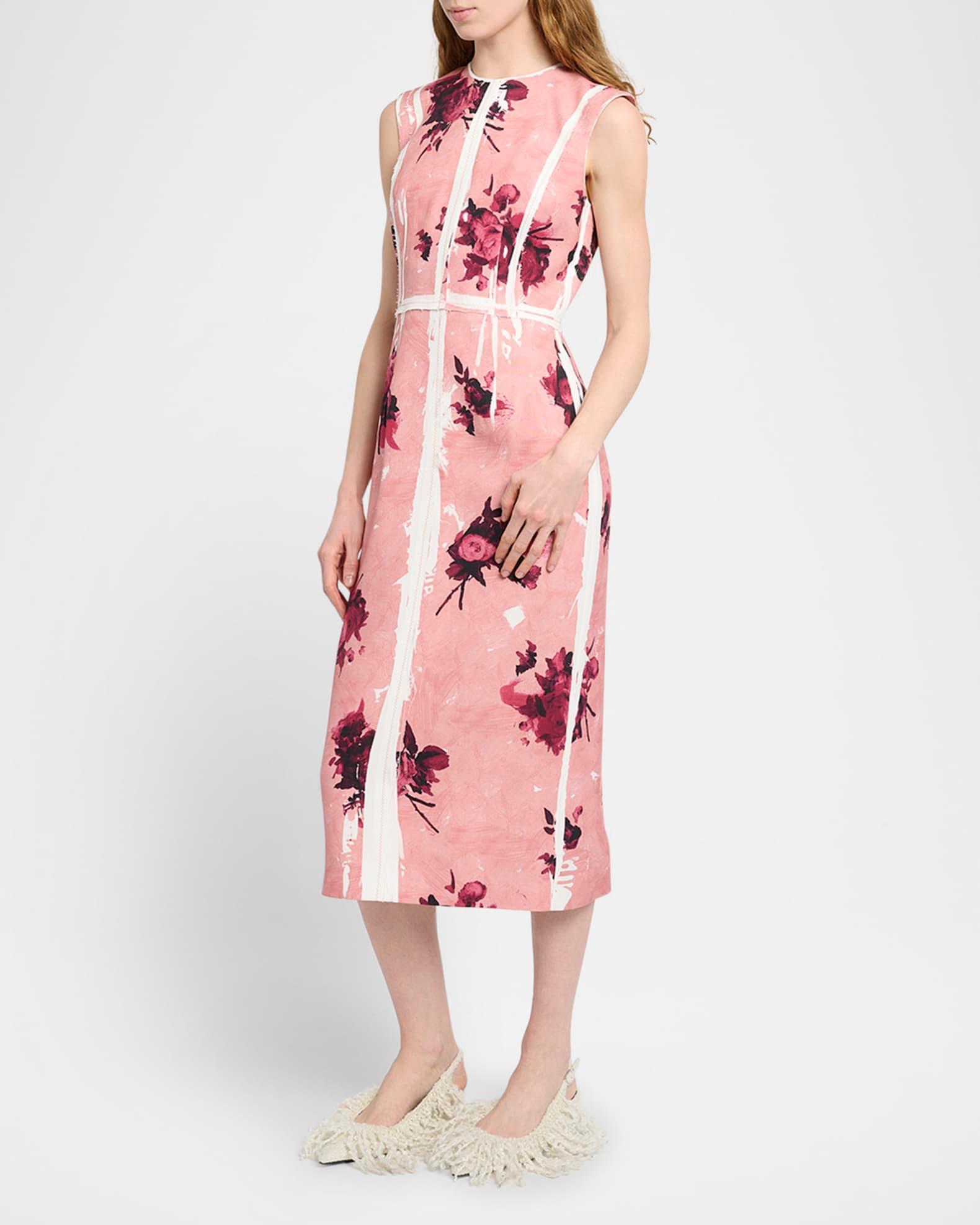 Abstract Rose Sleeveless Pencil Midi Dress Product Image