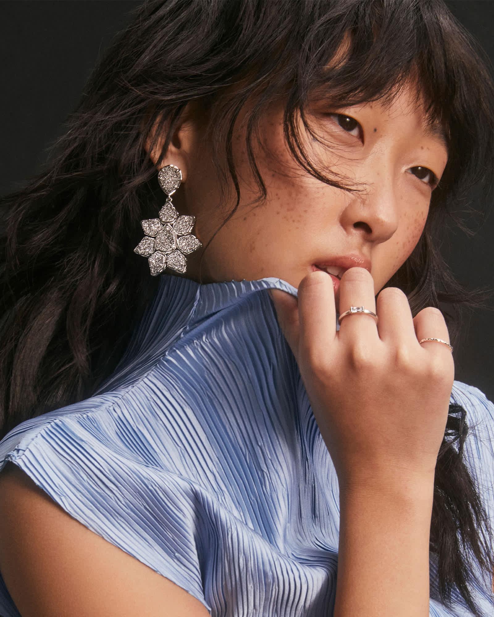Greta Silver Drop Statement Earrings Product Image