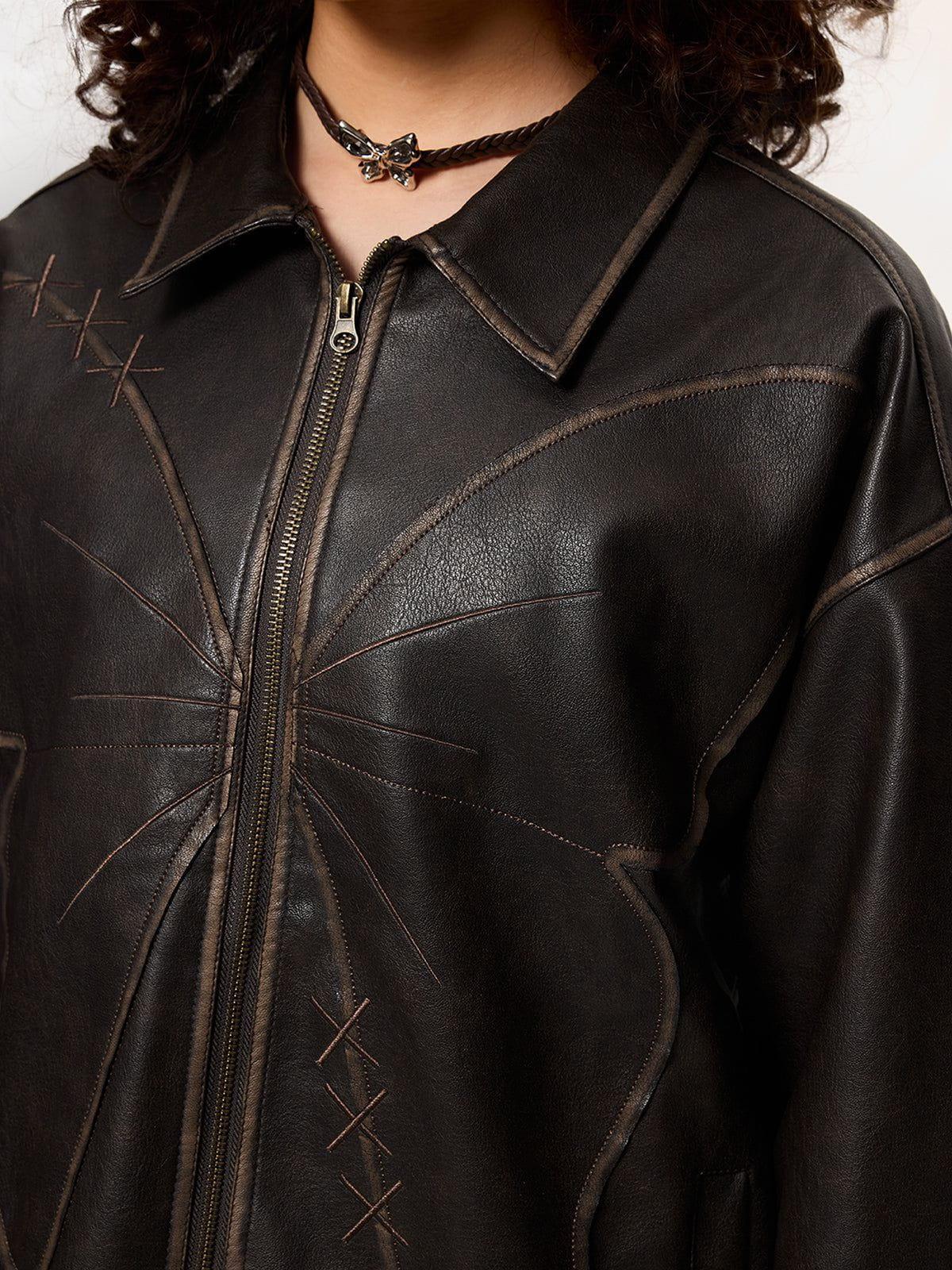 Aelfric Eden Butterfly Faux Leather Jacket Product Image