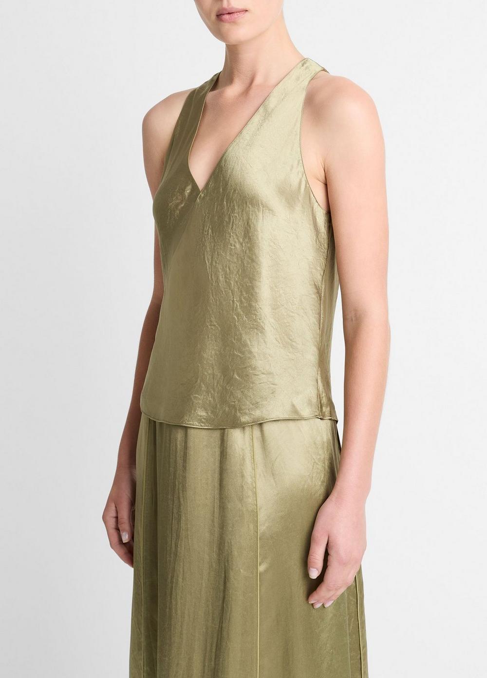 Womens Satin Crossover V-Neck Tank, Earthly, Size L Vince Product Image