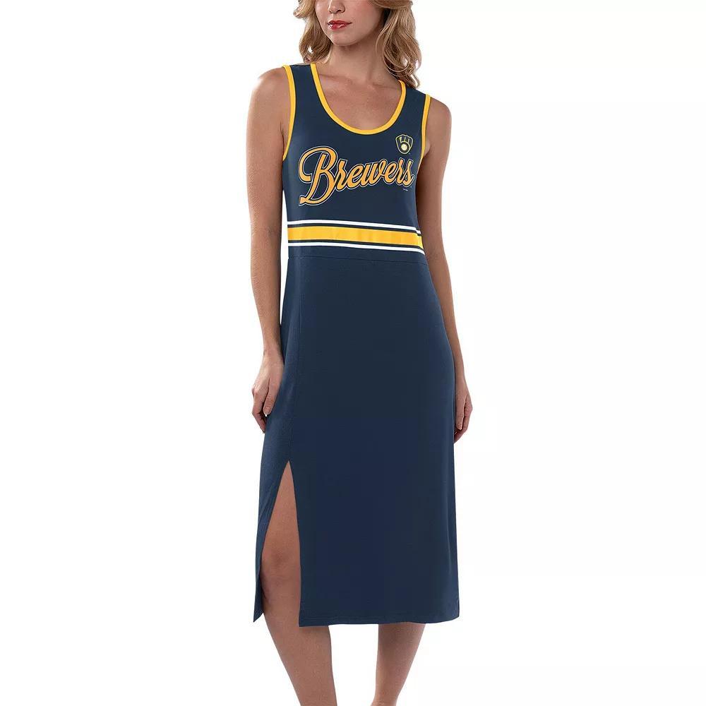 Women's G-III 4Her by Carl Banks Navy Milwaukee Brewers Main Field Maxi Dress, Size: Large, Blue Product Image