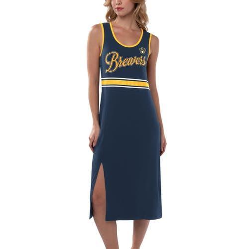 Women's G-III 4Her by Carl Banks Navy Milwaukee Brewers Main Field Maxi Dress, Size: Large, Blue Product Image