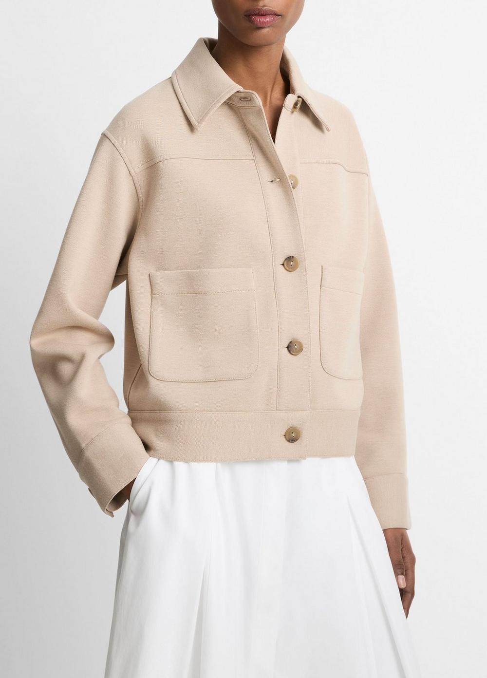 Womens Double-Face Cropped Jacket, Light Sandbar, Size L Vince Product Image