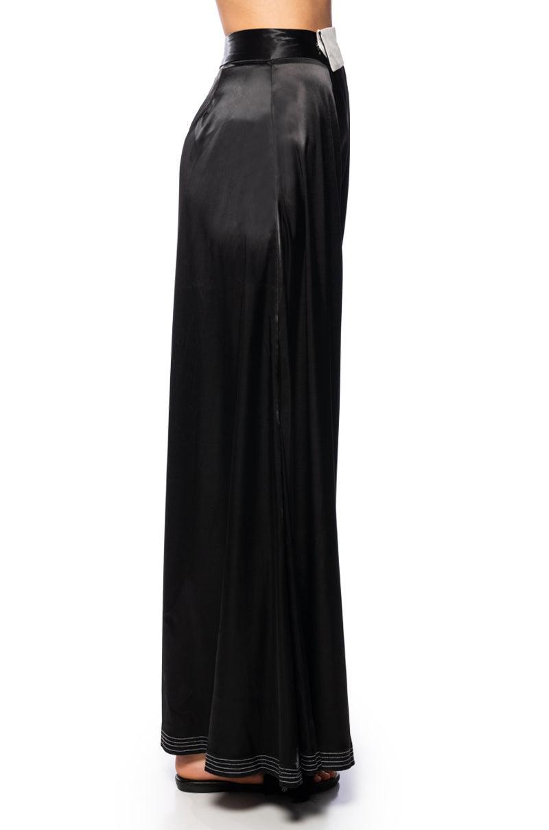 RISKY BUSINESS WRAP AROUND WIDE LEG SATIN PANT Product Image