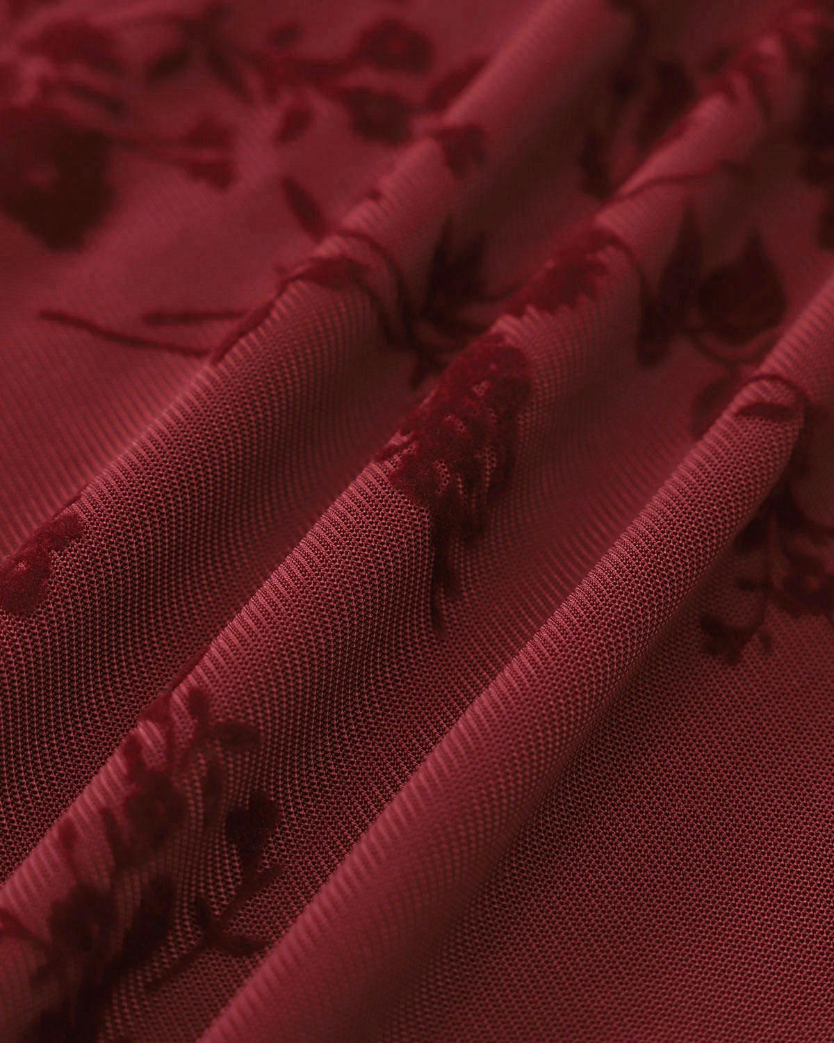 Red Floral Mesh Slip Mini Dress Product Image