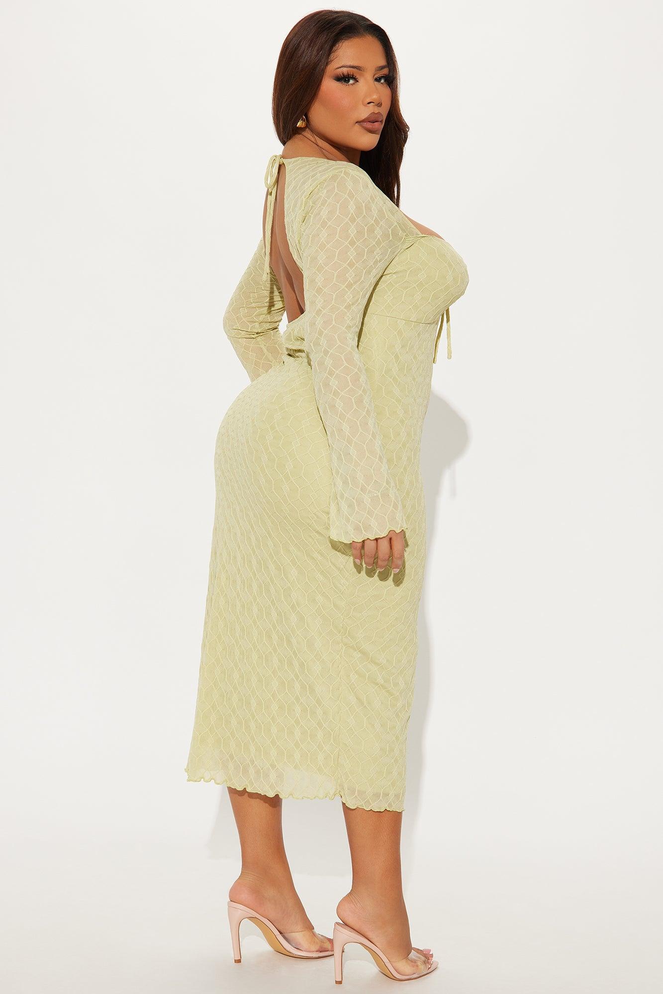 Elsa Textured Midi Dress - Sage Product Image