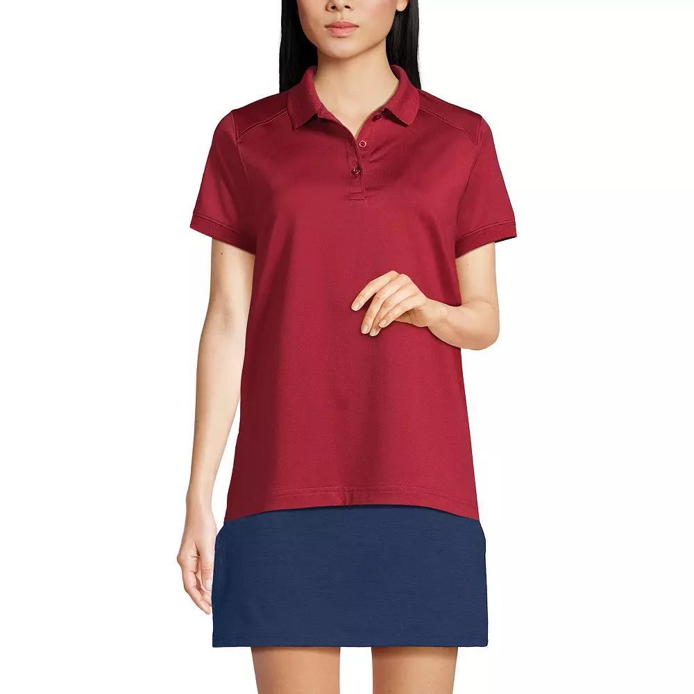 Women's Lands' End Short Sleeve Rapid Dry Polo Shirt, Size: Large, Blue Product Image