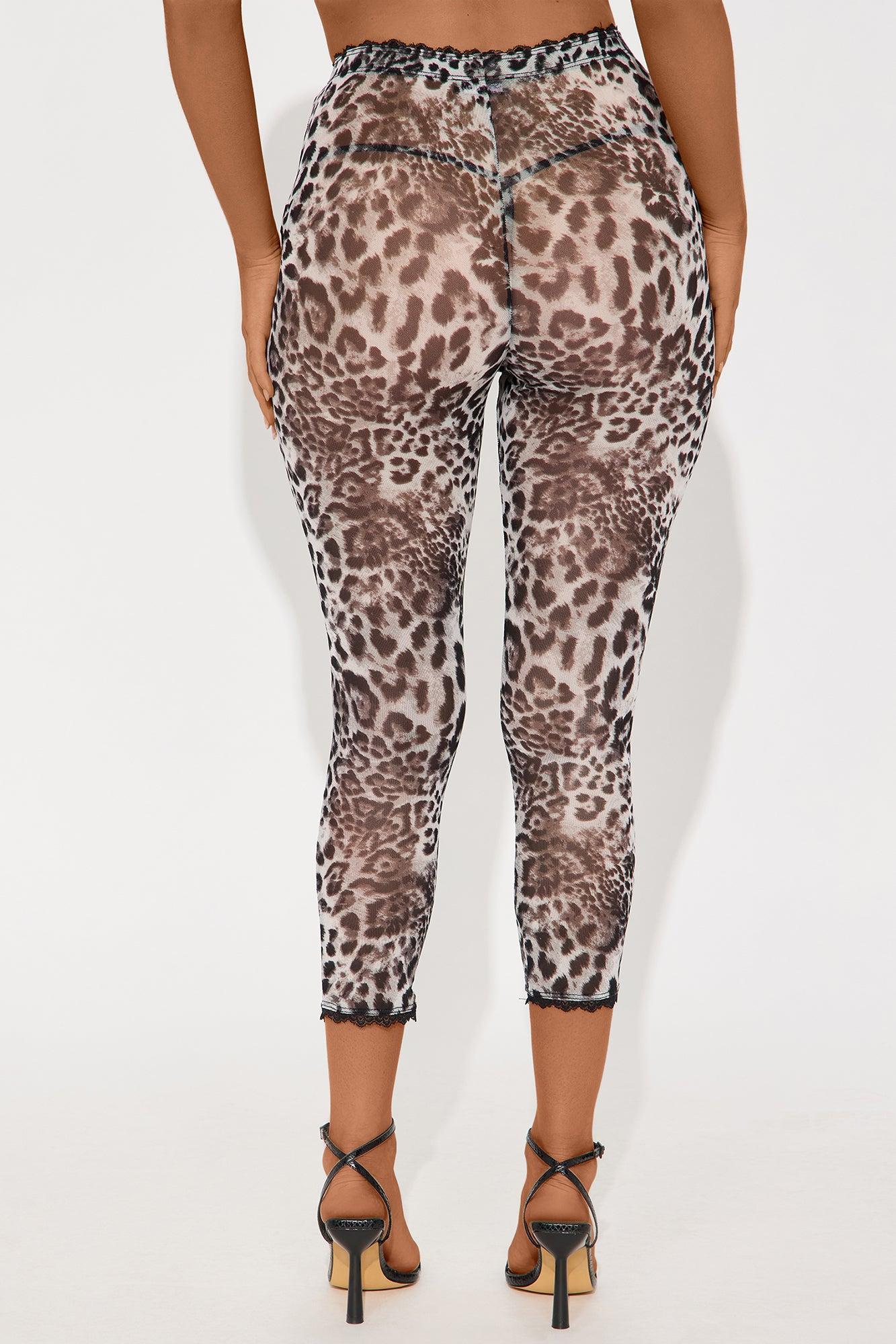 Mila Animal Print Mesh Capri Legging - Black/combo Product Image