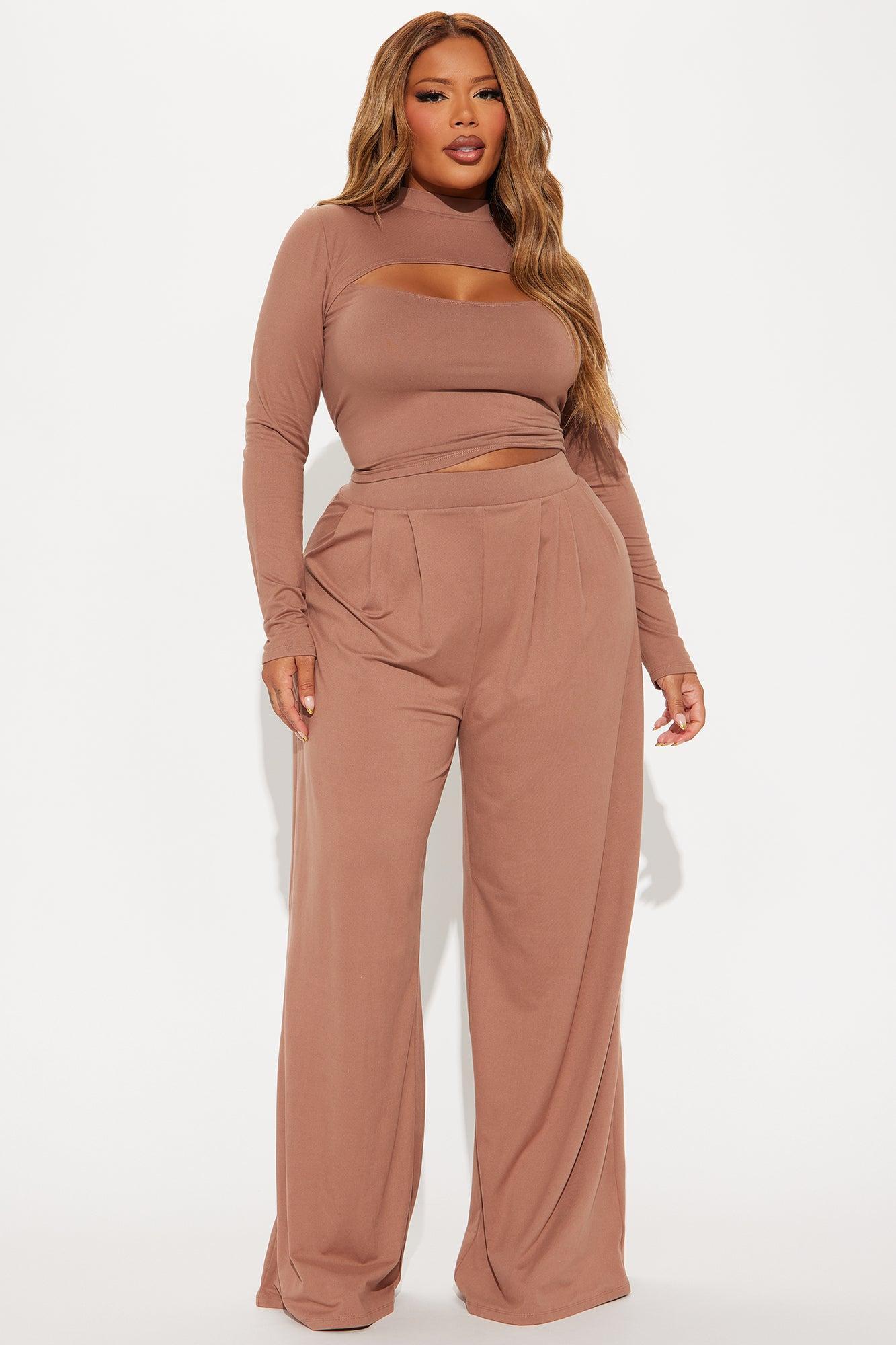 Choosing You Wide Leg Pant Set - Mocha Product Image