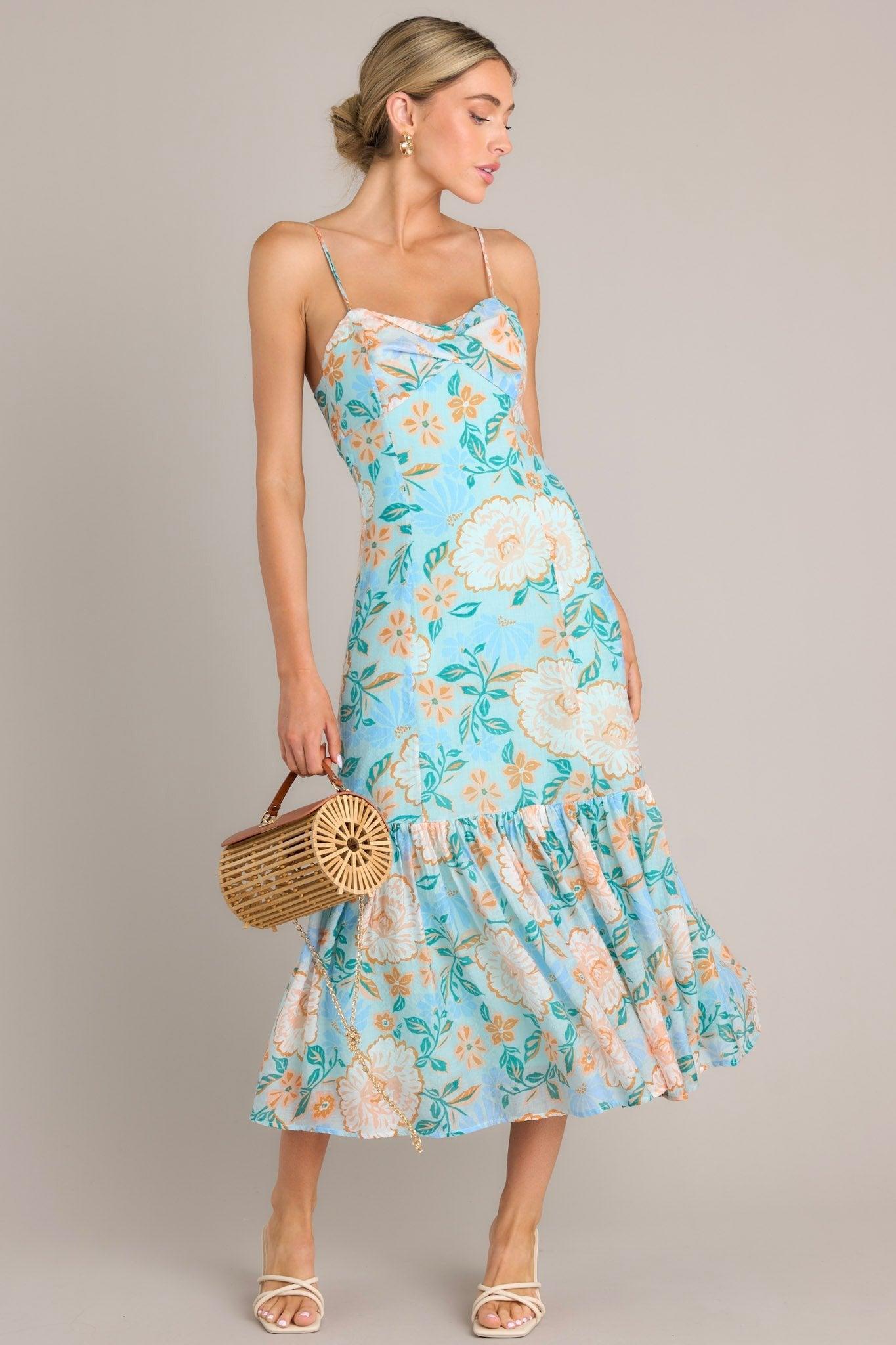 MINKPINK Evelyn Light Blue Strappy Midaxi Dress Product Image