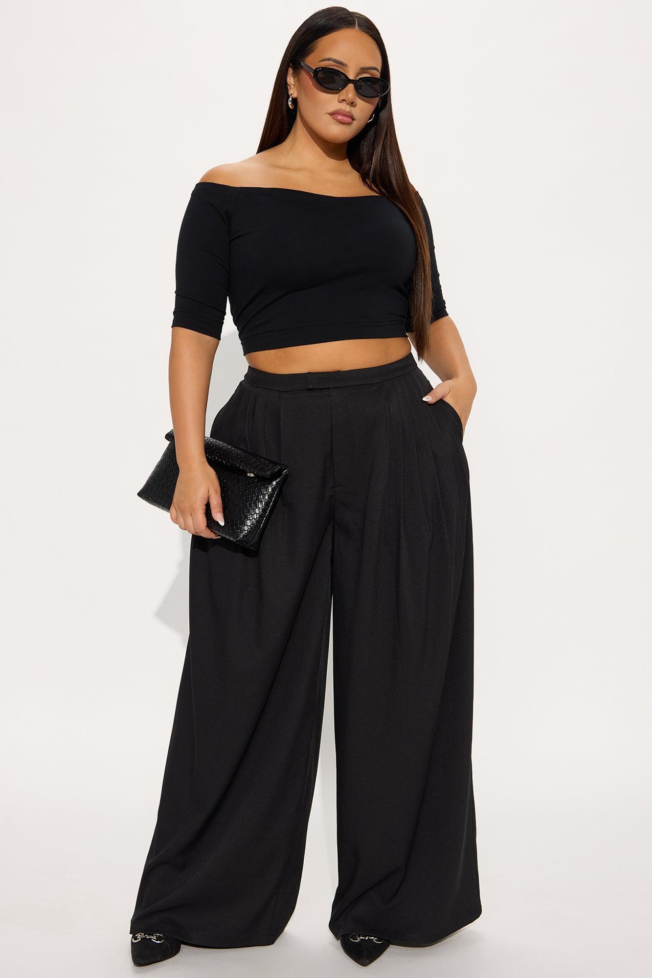 Mia Wide Leg Trouser Pant - Black Product Image