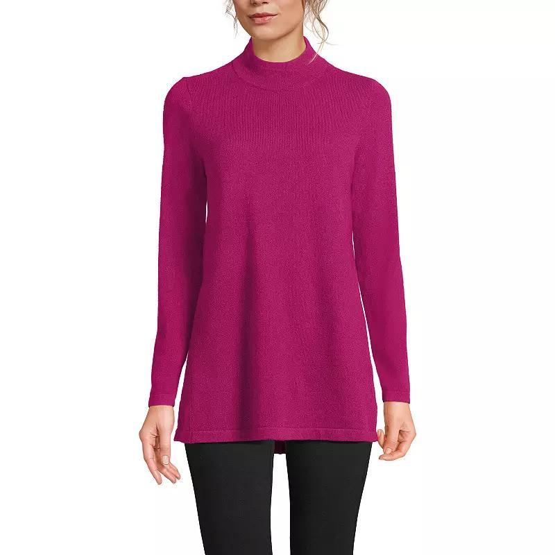 Women's Lands' End Cashmere Mock Neck Swing Tunic Sweater, Size: Large, Fresh Ivory Product Image