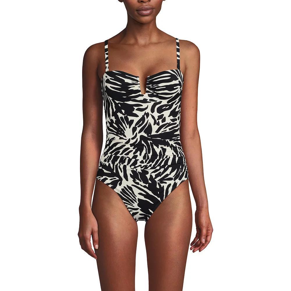 Women's Lands' End Slender Suit U-Wire Bandeau One Piece Swimsuit, Size: 8, Black Product Image