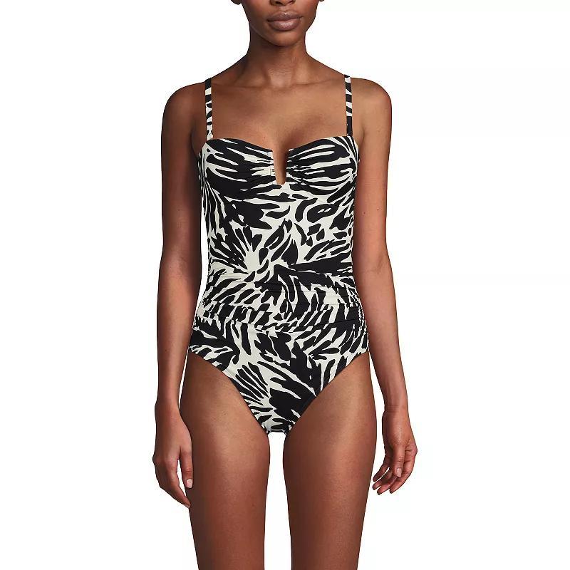 Women's Lands' End Slender Suit U-Wire Bandeau One Piece Swimsuit, Size: 8, Black Product Image