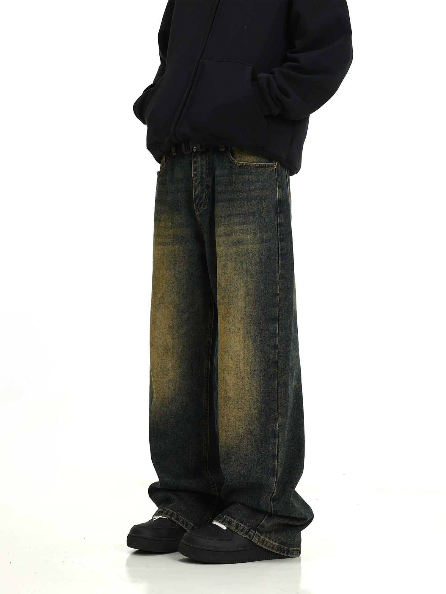 RT No. 10380 RETRO BLUE WIDE STRAIGHT DENIM JEANS Product Image