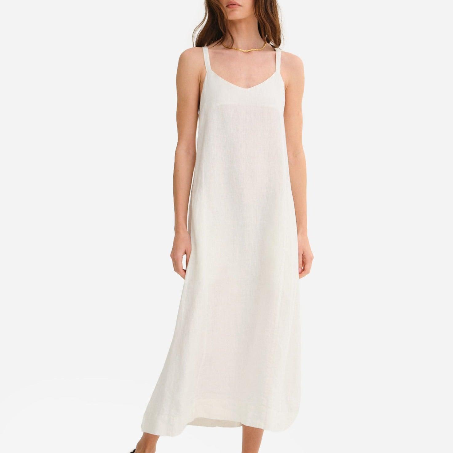 Organic Linen Tie Back Maxi Dress Female Product Image