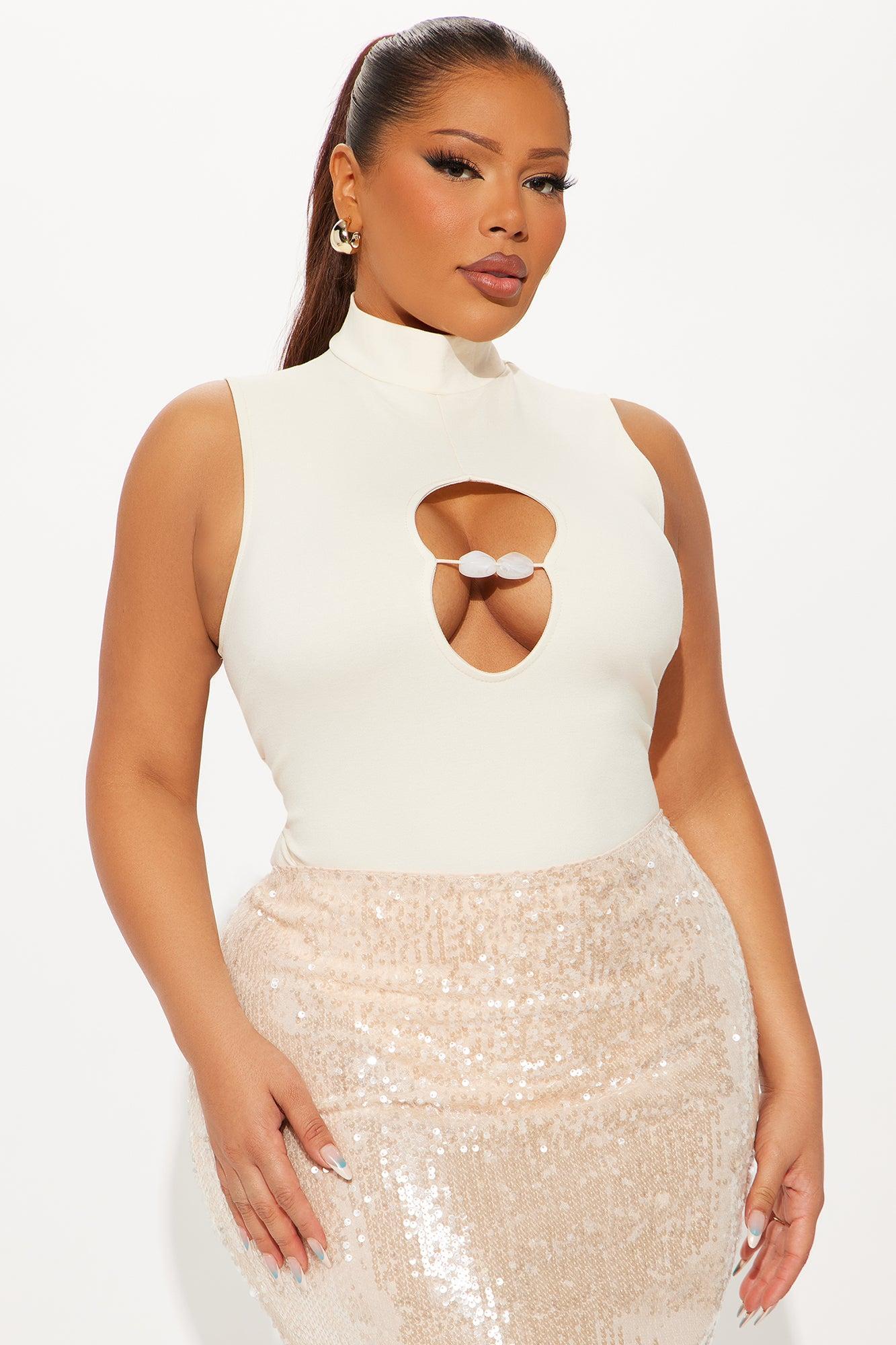 Oona Cut Out Turtle Neck Bodysuit - Cream Product Image