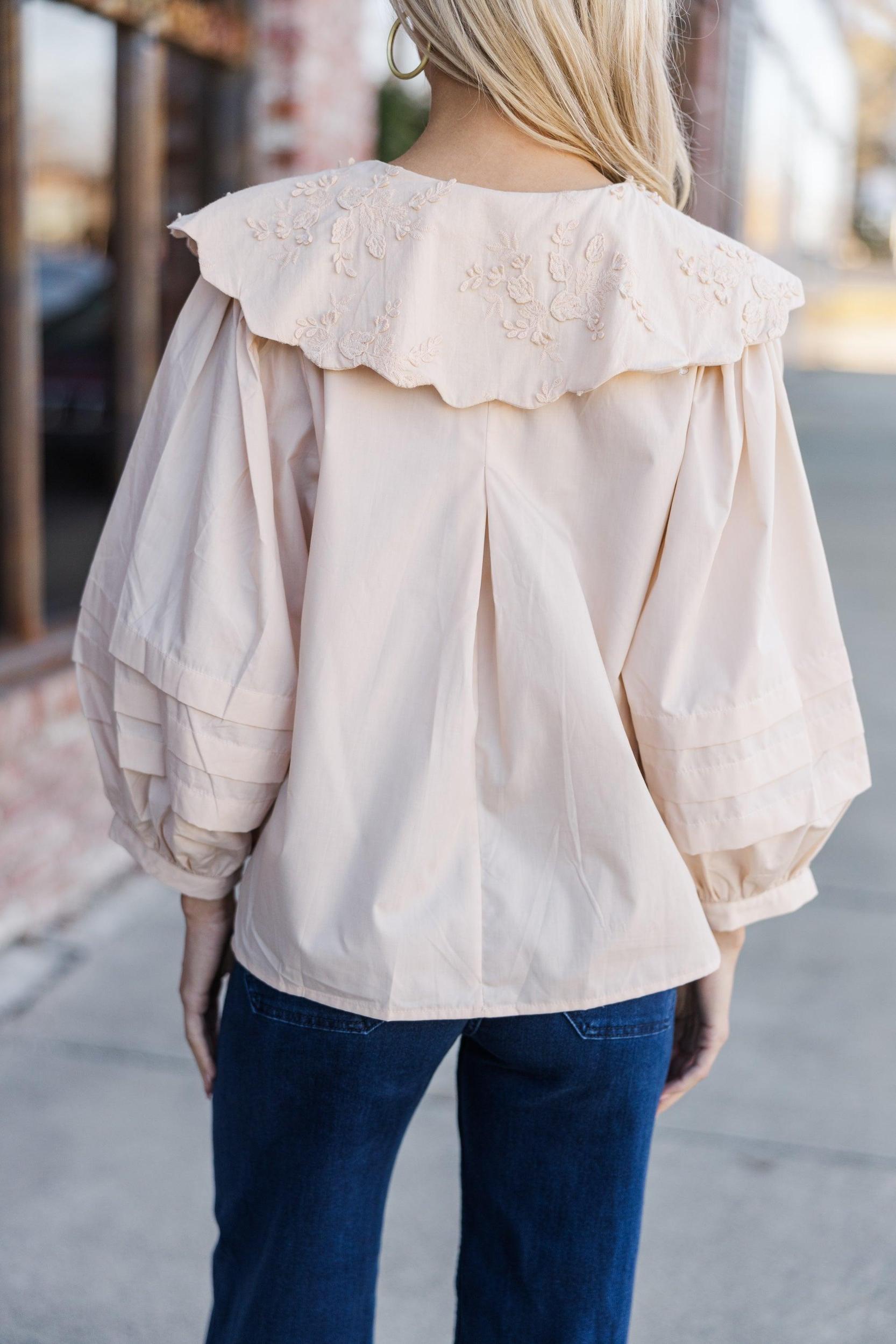 Fully Prepared Ecru White Bubble Sleeve Blouse Female Product Image