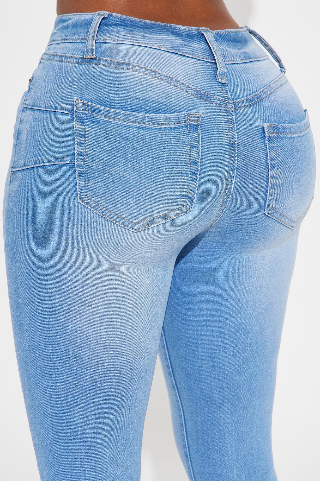 Hard Launch Stretch Booty Lifting Skinny Jeans - Light Wash Product Image