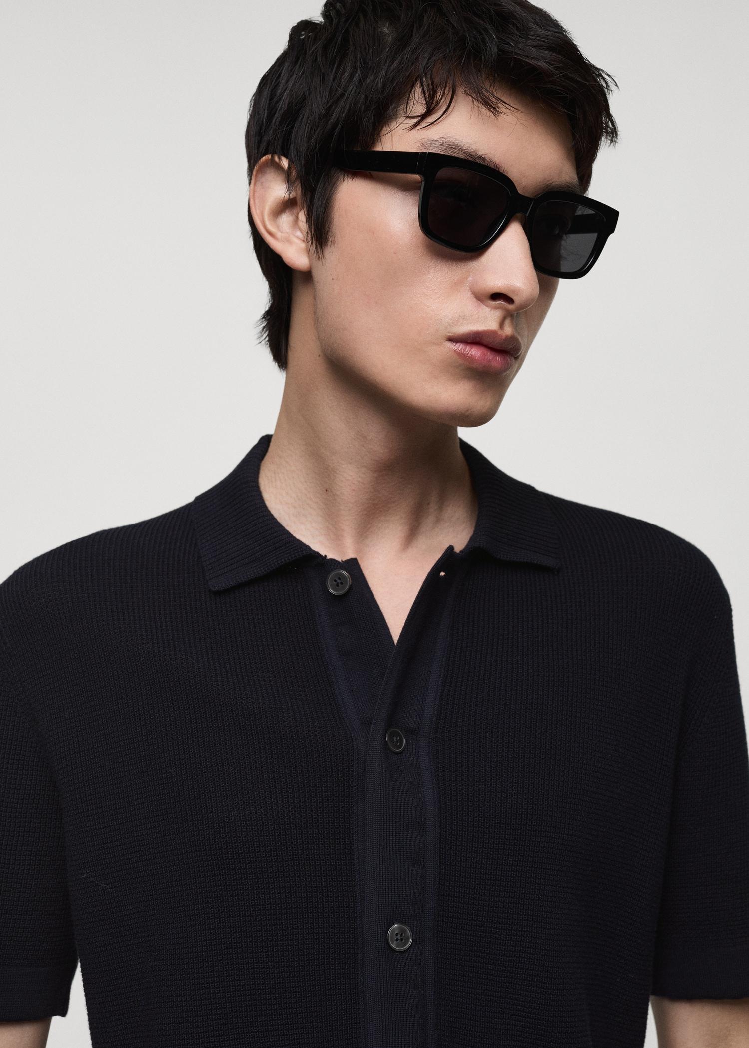 100% cotton knitted polo structure - Men | MANGO USA Product Image