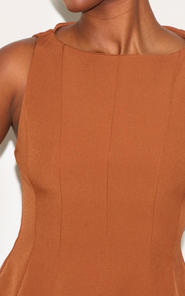 Chestnut Woven Pleated Shift Dress Product Image